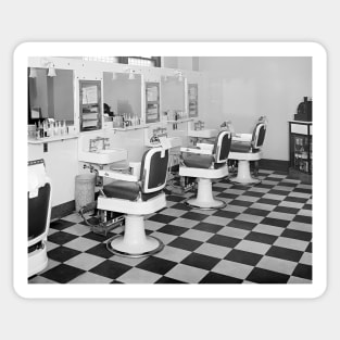 Executive Barber Shop, 1935. Vintage Photo Sticker